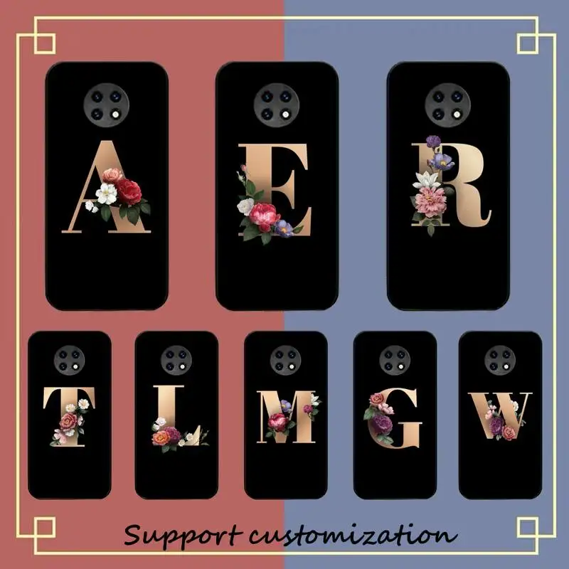 

Customized Initial Letter Phone Case For Xiaomi Redmi Note 8A 7 5 8pro 8T 9Pro TPU Coque for note 6pro