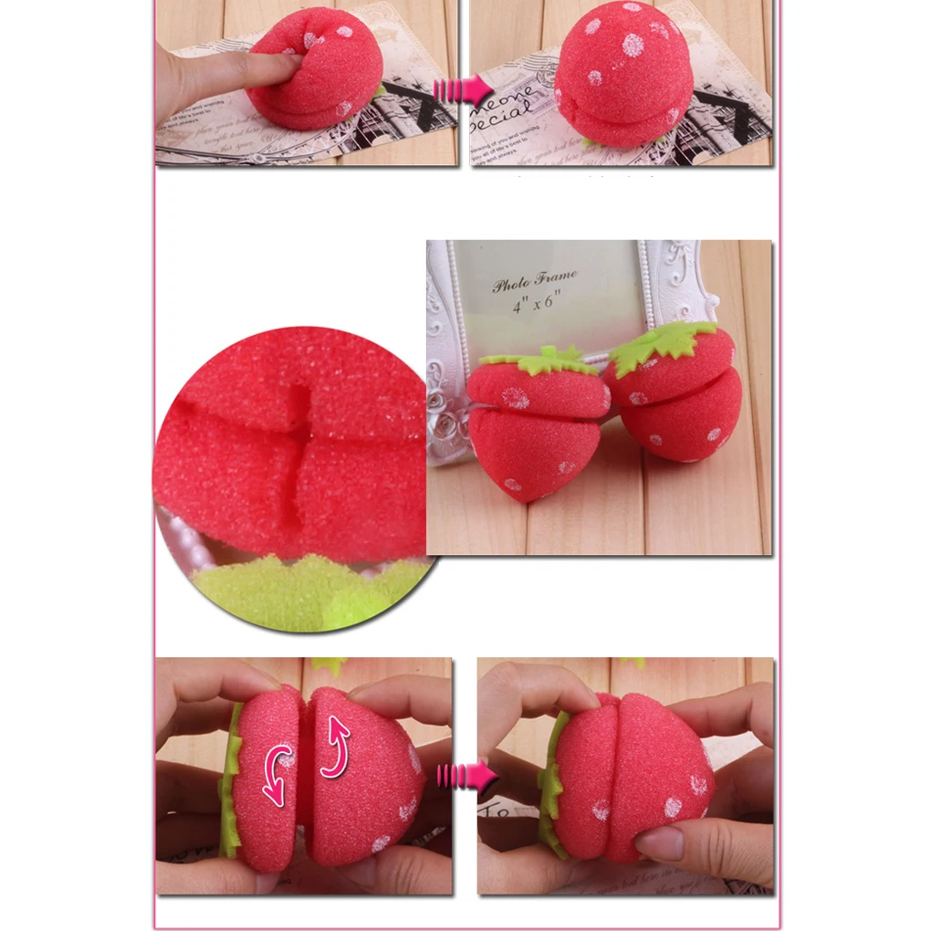 6 шт./компл. женские розовые Клубничные спящие круглые бигуди для волос Волшебные