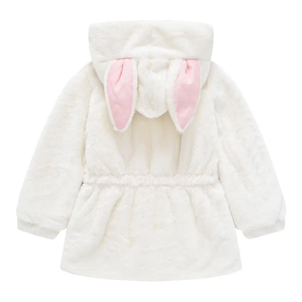 Baby girl autumn and winter long wool sweater faux fur coat plush cute hooded slim cotton baby warm |