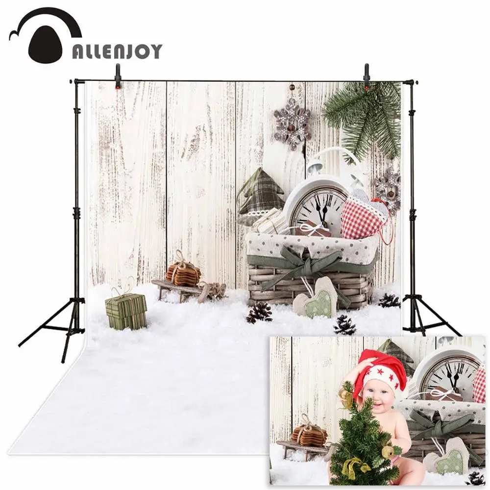 Allenjoy виниловые Фото фоны снег подарок доска дети Счастливого Рождества фон