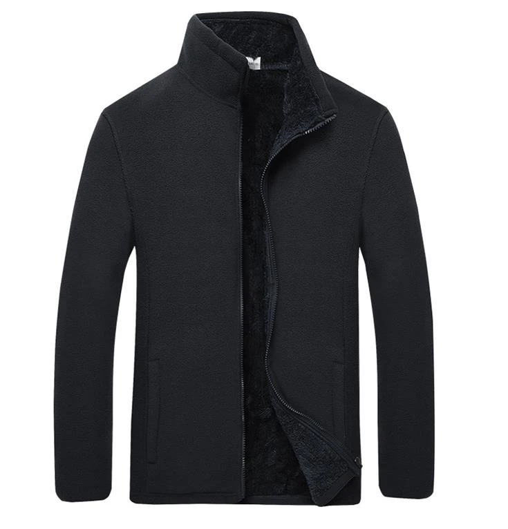 M-6XL куртки, флисовые мужские толстые длинные бархатные ветровки, сохраняющие тепло, Pizex, мягкая куртка с подкладкой - Цвет: black no logo