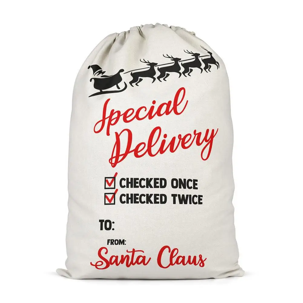 

Рождественская холщовая Подарочная сумка, многоразовый мешок на шнурке для Санта-Клауса, праздничный ассортимент, рождественские украшени...