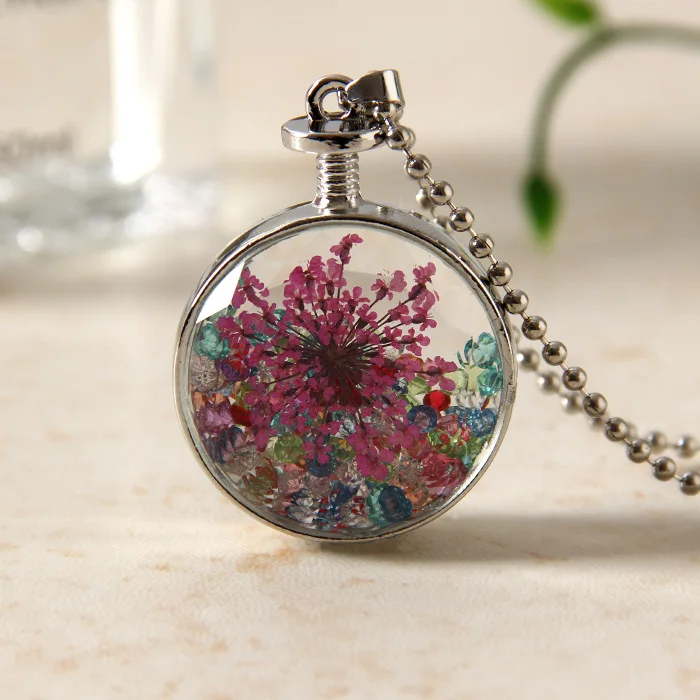 Натуральный белый кристалл камень кулон многоцветный цветок ожерелье ручной