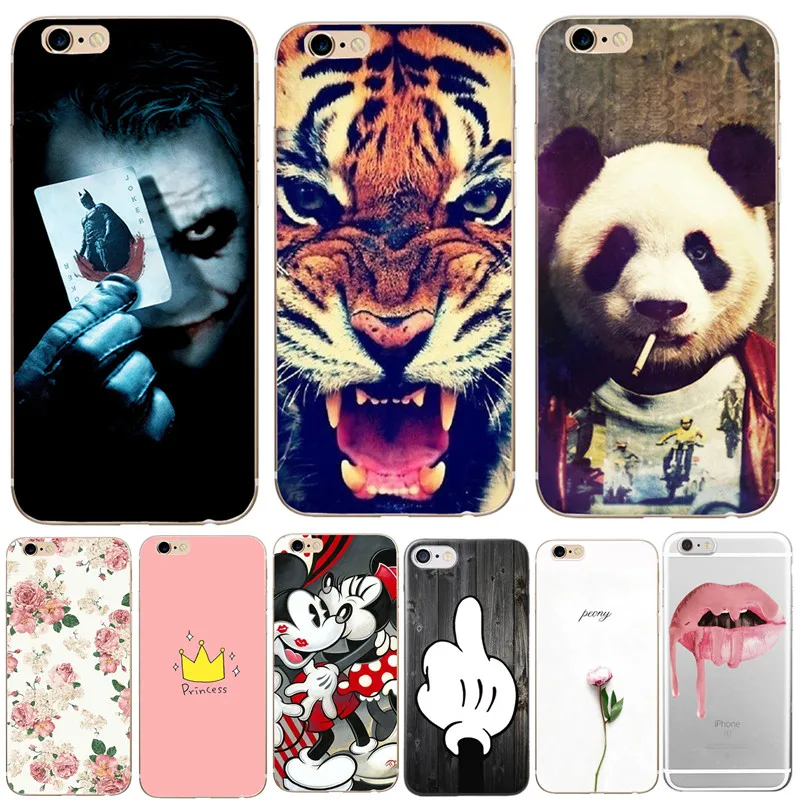 Чехол для телефона iPhone 6 6S чехлы панда Цветок Тигр Мягкий ТПУ силиконовый чехол