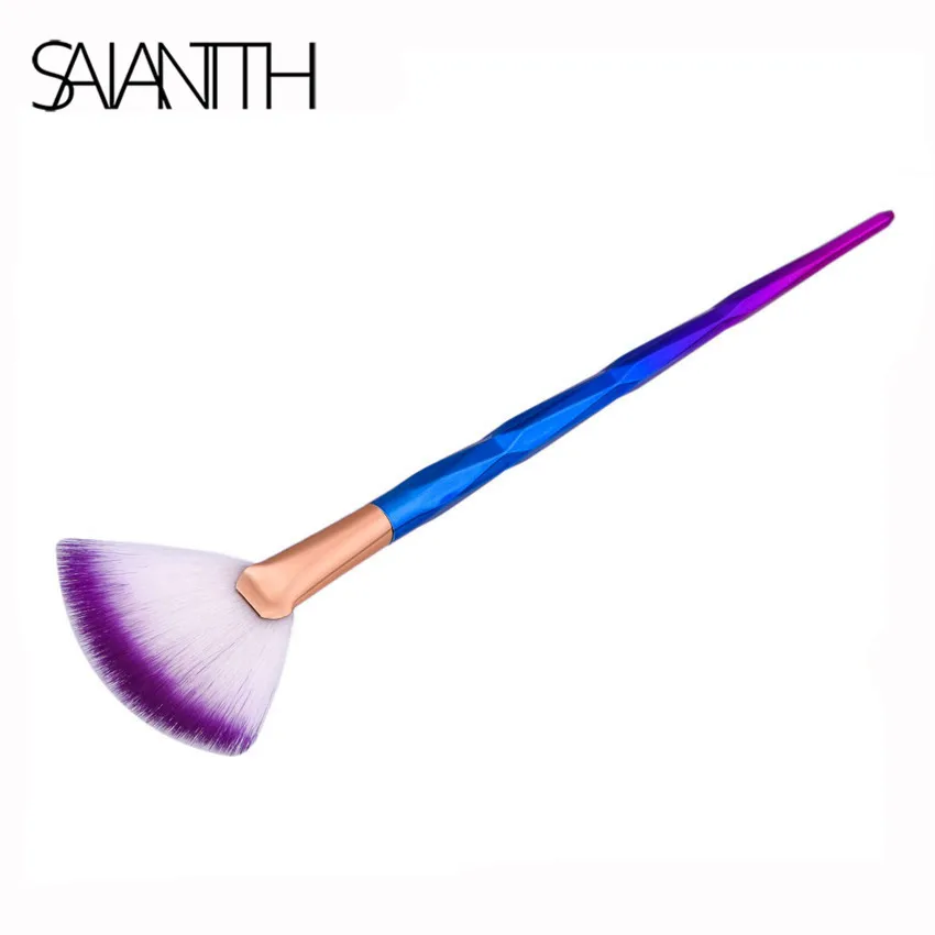 SAIANTTH одиночный маленький веер цвет яркий градиентный бриллиантовая ручка пудра