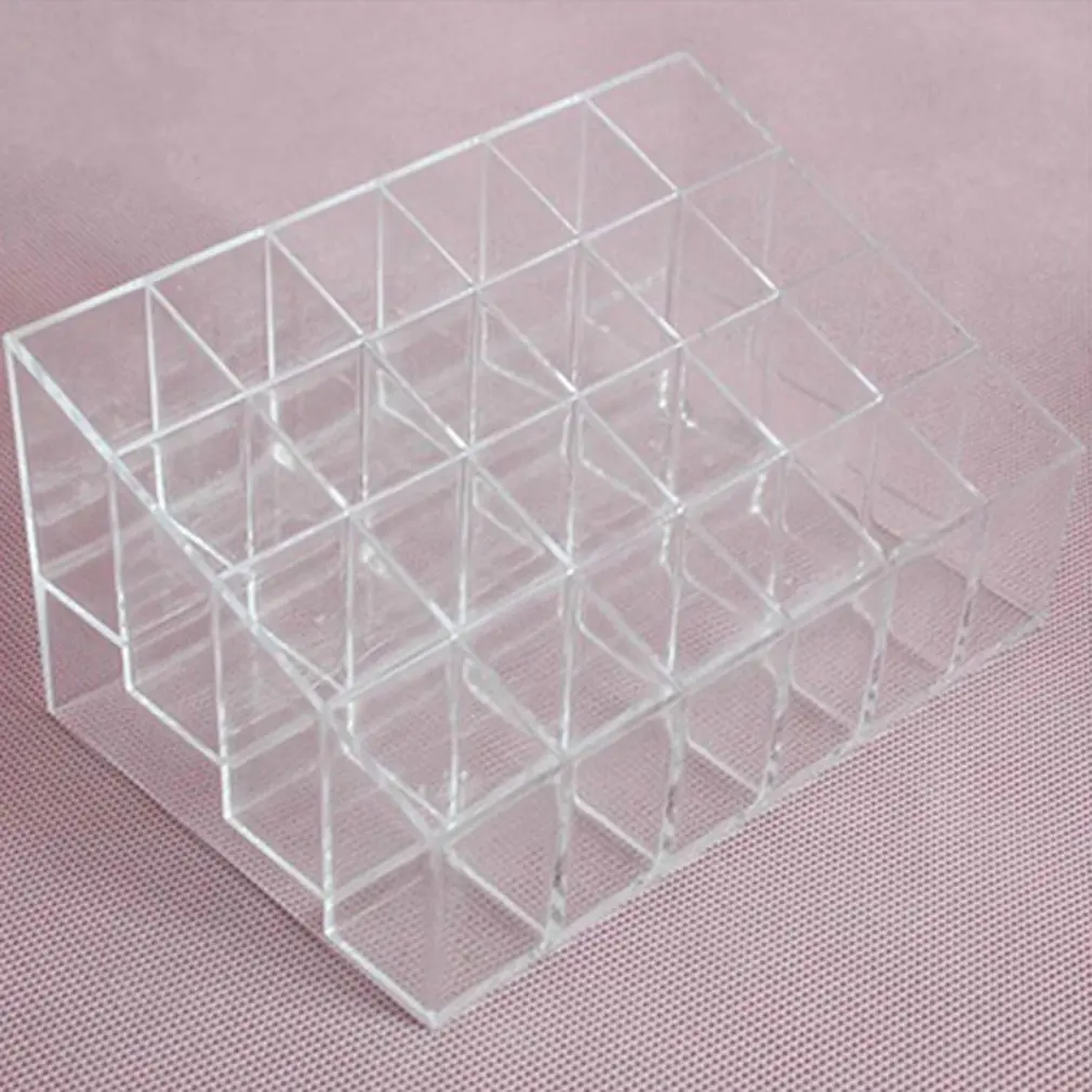 

24 Grid Lipstick Holder Plastic Cosmetic Organizer Lipsticks Display Rack Portable Makeup Storage Box