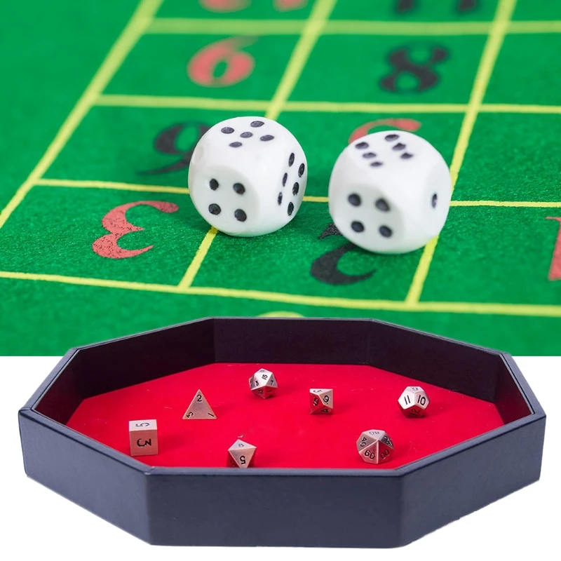 Восьмиугольный лоток для игральных костей из искусственной кожи ящик хранения