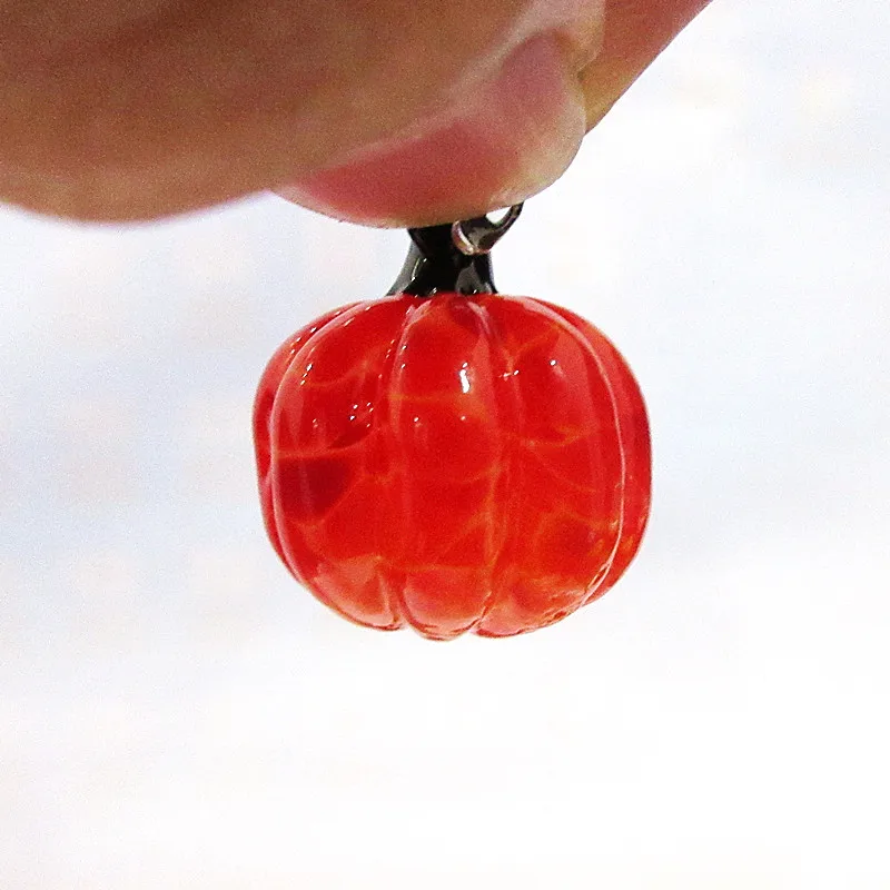 

6pcs Custom new colorful handmade glass pumpkin miniature ornaments pendant Halloween home decoration Hanging charms accessories