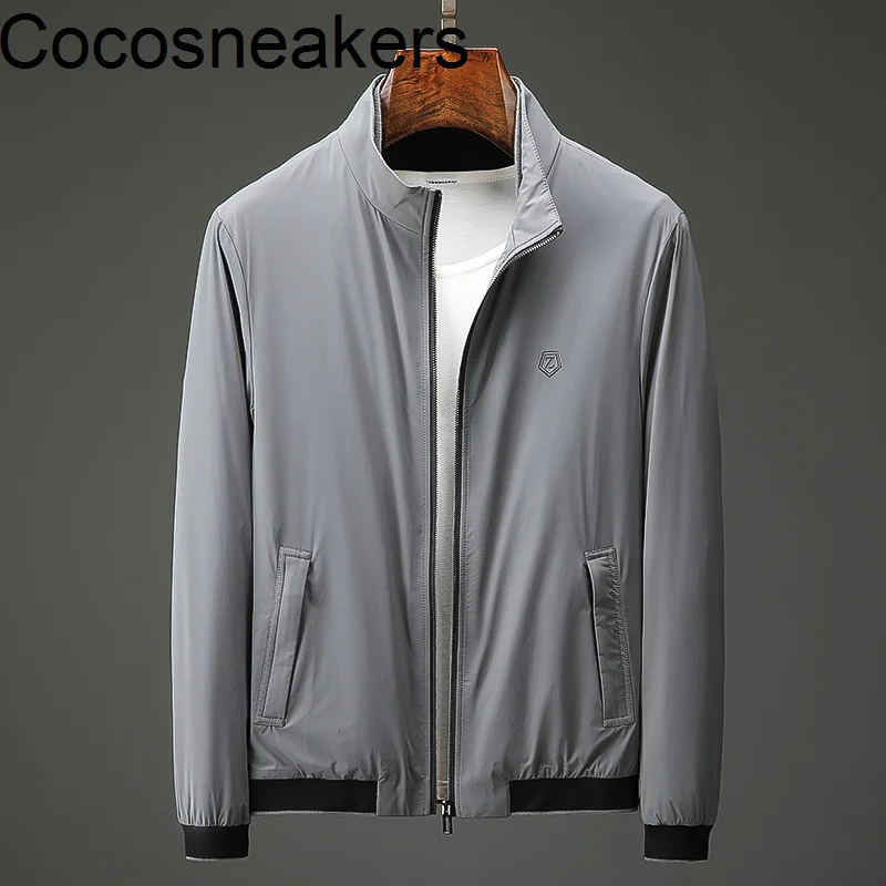 

High quality business men's wear soft, warm, comfortable and breathable autumn and winter stand collar Plush leisure slim fit