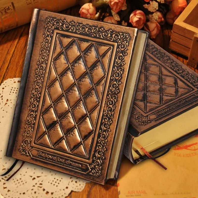 

Retro Blank Inside Page Notepad Hardcover Leather Book A5 Embossed Planning Notebook Brush Phnom Penh