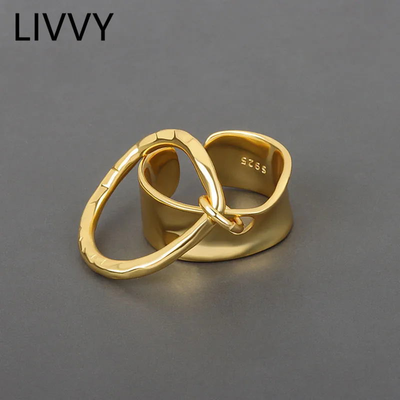 

LIVVY Silver Color Fashion Round Shape Silver Ring Open Finger Ring For Women Party Jewelry Gift 2021 Trend