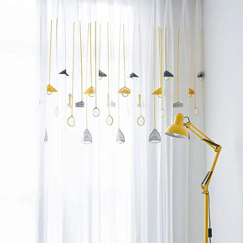 Современная Тюлевая занавеска на окна с вышивкой для гостиной желтая люстра