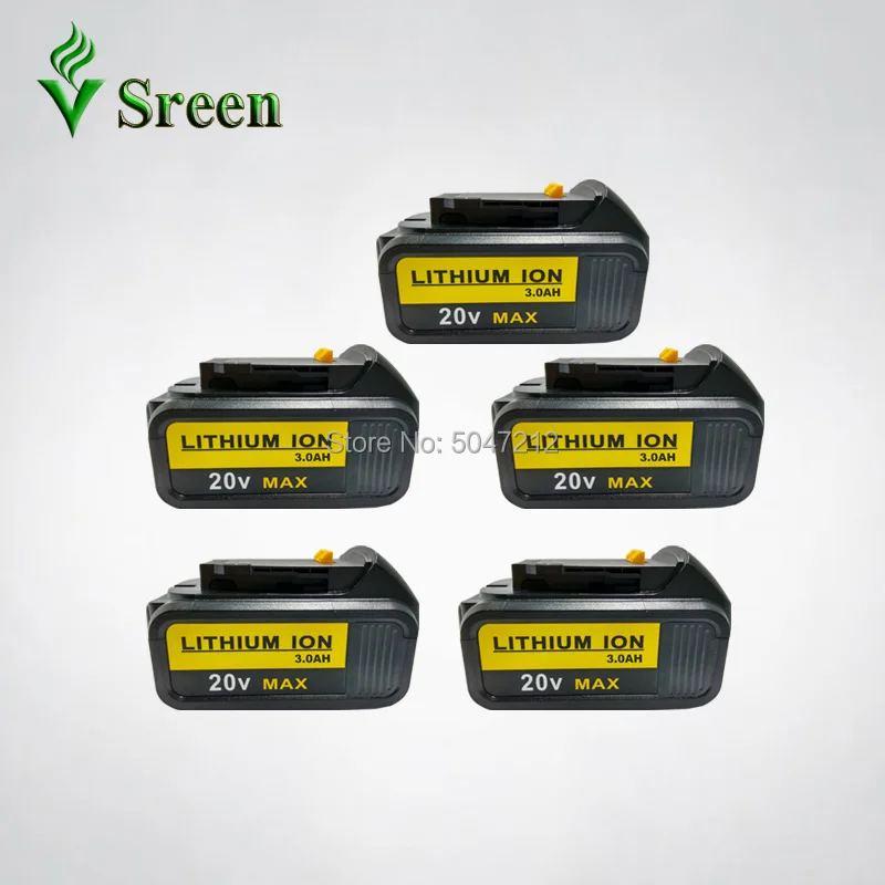 5pcs Li-ion 18V 3000mAh Replacement for DEWALT Power Tool Rechargeable Battery DCB180 DCB181 DCB182 DCB200 DCB201 DCB203 DCB204