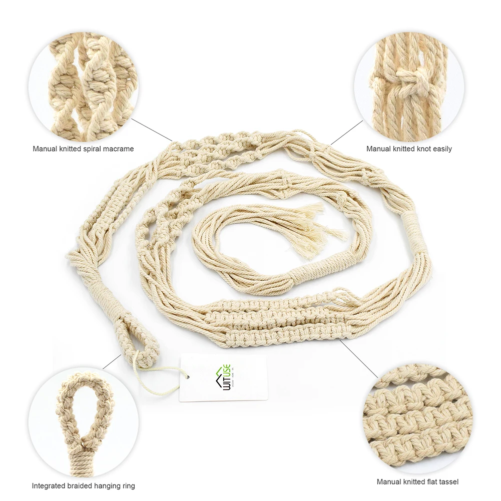 100% ручная работа подвеска для растений из макраме хлопок вязаный держатель