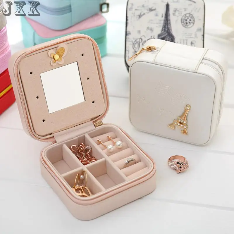 

Органайзер для ювелирных изделий, футляр для хранения ювелирных изделий, футляр для сережек, кожаный, портативный, на молнии