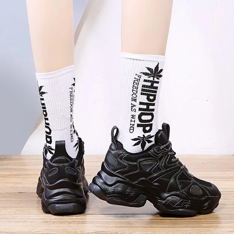 

Sport Casual Shoes Fashion Round Toe Lace Up Vulcanized Shoes Women Platform Sneakers Solid Color Woman Shoes Zapatillas Mujer