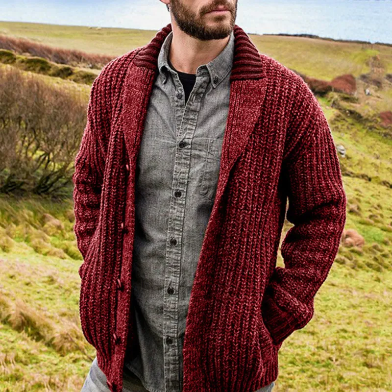 

2020 New Men's Sweater coat Casual Knit cardigan Autumn Winter Sweatercoat Solid Coat Long sleeve Loose sweater coat