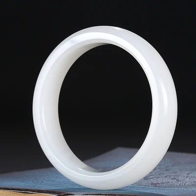 

Zheru Jewelry Hetian Jade 54-62mm White Bangle Elegant Princess Jewelry Best Gift