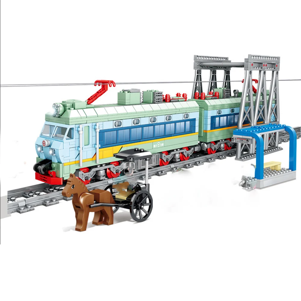 

Высокотехнологичные строительные блоки серии «Электрический поезд» с аккумулятором, машина для укладки железной дороги, детские игрушки, ...