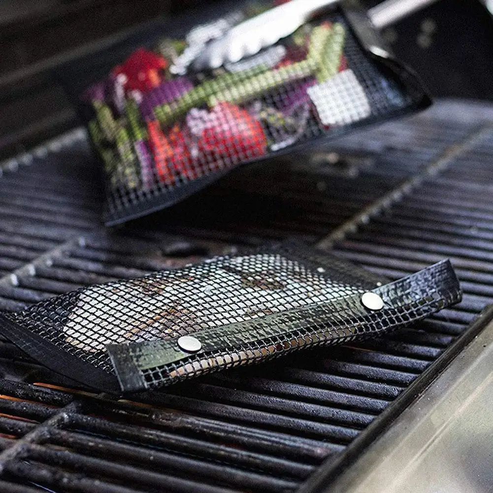 

1Pc Reusable Non-Stick BBQ Grill Mesh Bag Barbecue BBQ Baking Camping Pad Kitchen Tools Picnic Outdoor Insulation T0Q1