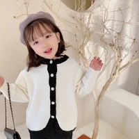 girls sweater babys coat outwear 2021 solid thicken warm spring autumn buttons cardigan jacket knitting childrens clothing