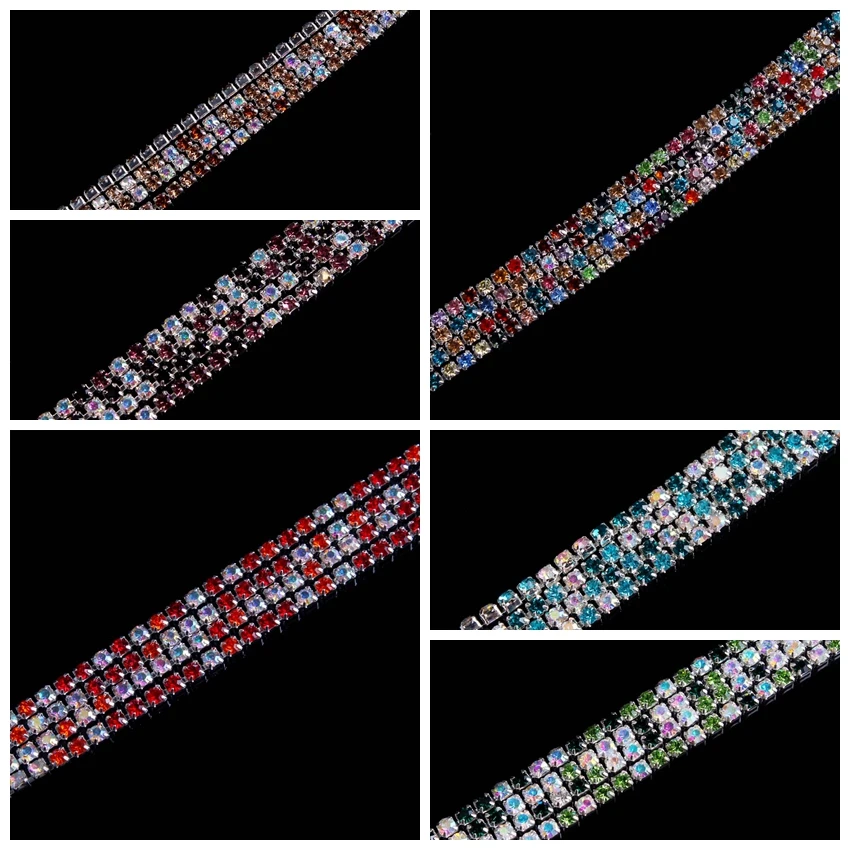 1 ярд долларов США/шт 3 мм цепочки с кристаллами серебрянной акантовкой