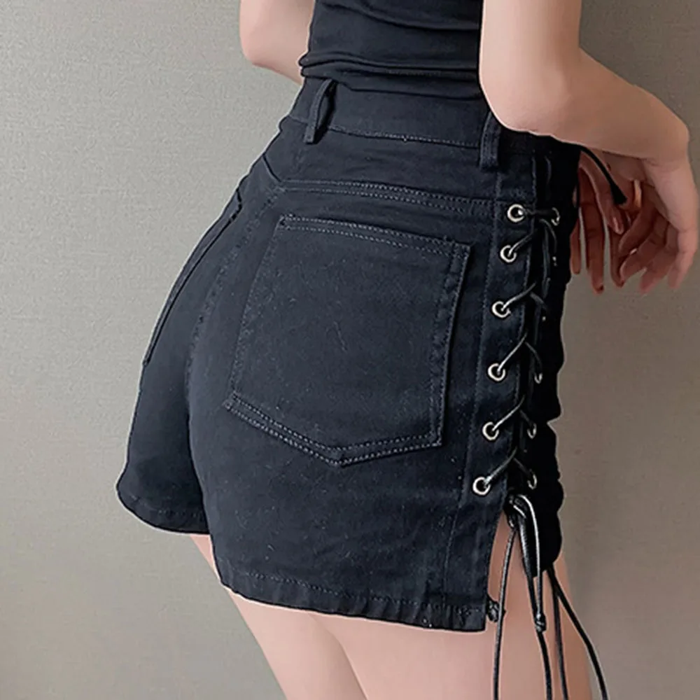 

High Street Fashion Designer Shorts 2021 Summer Casual Hipster Temperament High Waist Zipper Bandage Solid Color