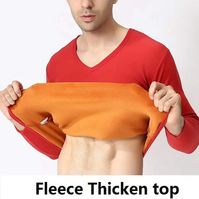 Зимние флисовые утепленные Топы больших размеров 6XL 7XL мужское термобелье топы с V