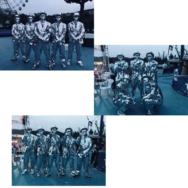 Mirror Performance Costume Men'S Mirror Suit Mechanical Dance Clothes Festival Outfit Male Nightclub Party Wear Handmade DN5099