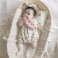 baby girls summer cherry short sleeved one piece cotton climbing clothes kid childrens fart romper hat suit xb43