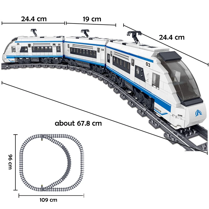 Bloques de construcci&oacute;n de tren el&eacute;ctrico de alta velocidad para ni&ntilde;os, juguete t&eacute;cnico de tren de alta velocidad, con control remoto/no RC, para regalo de cumplea&ntilde;os-2