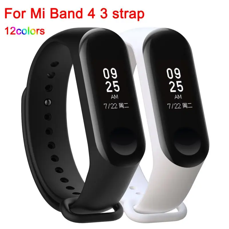 Ремешок силиконовый для Xiaomi Mi Band 4 3 сменный мягкий браслет на запястье MiBand |