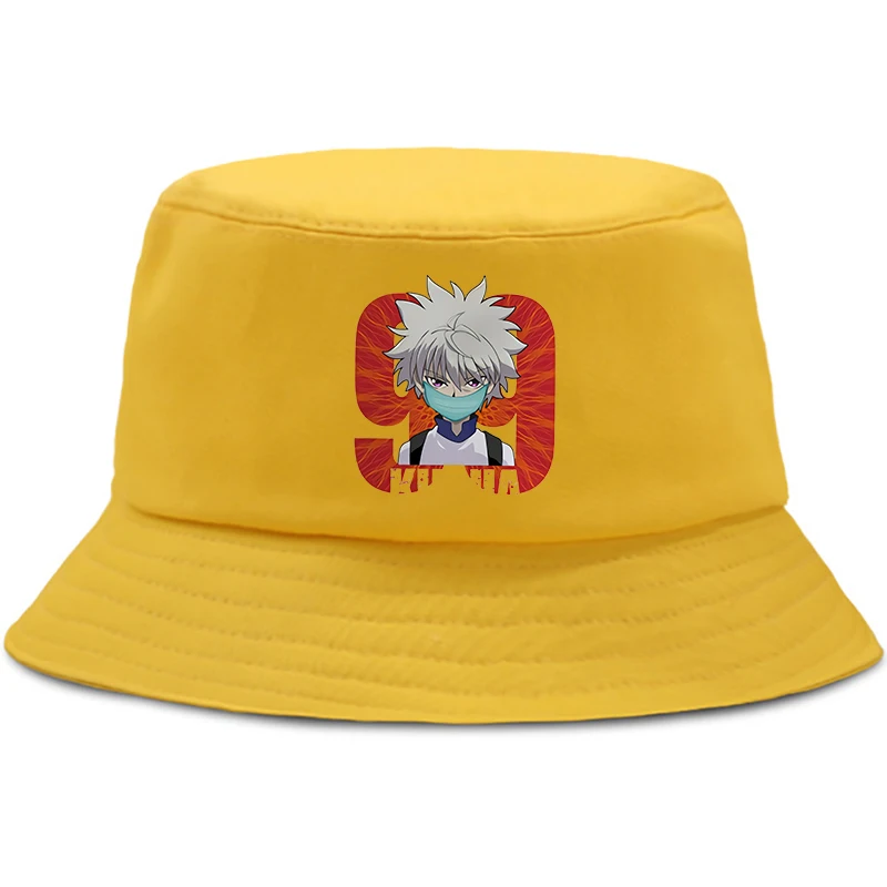 

2021Hunter X Hunter Kurapika Summer Hat Killua Zoldyck Print Harajuku bucket hat Unisex Fashion Casual bob panama fisherman hat