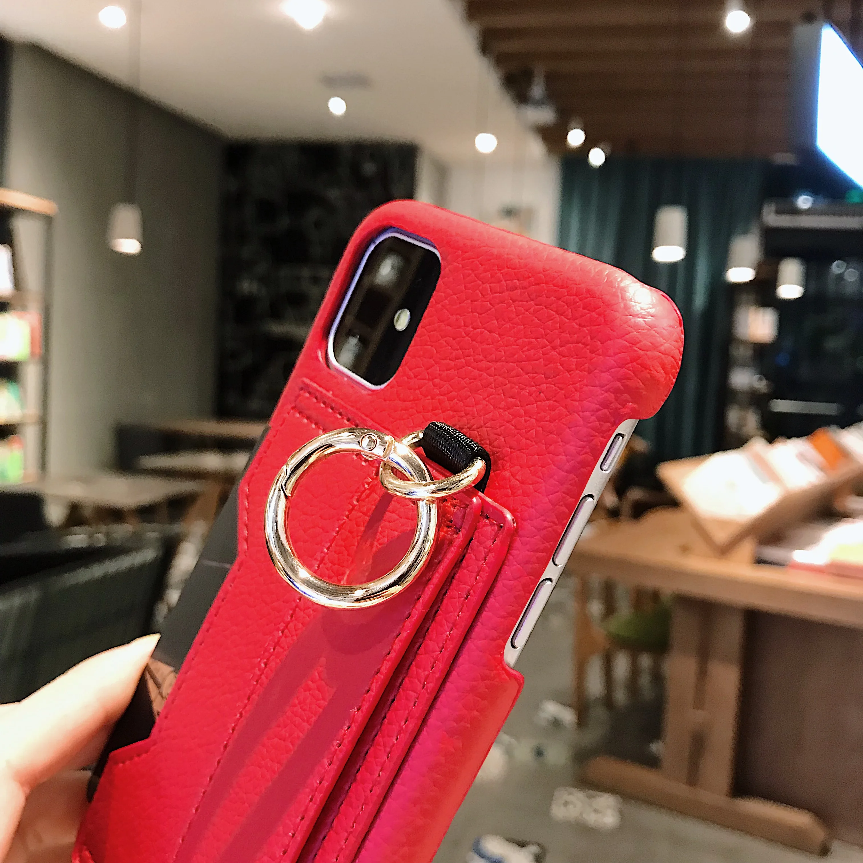 Кожаный чехол с отделением для карт iPhone 12 11 Pro Max X XS XR роскошный ремешком на