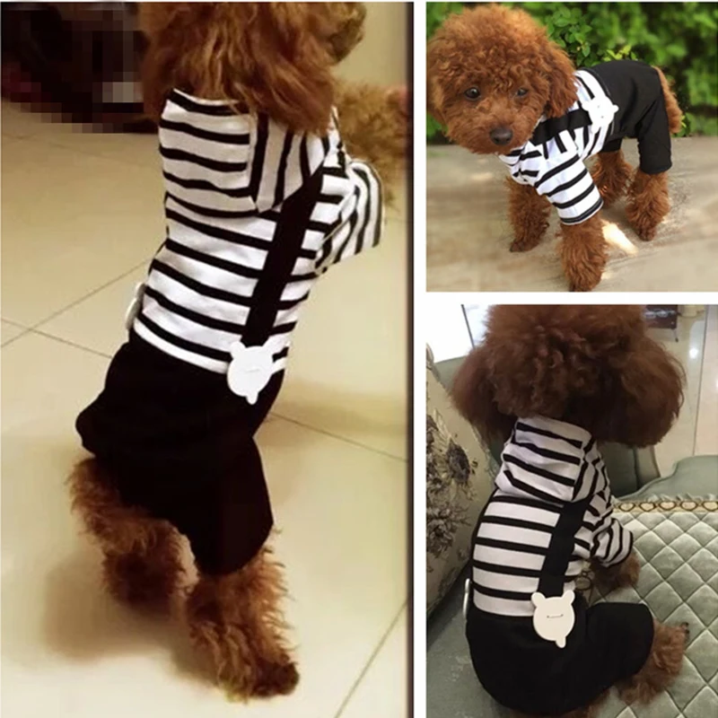 

Dog Clothes Striped Stitching Pet Jumpsuit Cat Puppy Pajamas Dog Coat Chihuahua Yorkie Schnauzer Poodles Bichon Dog Costumes