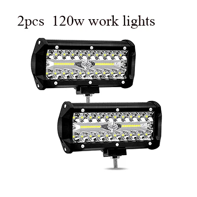 2pcs 120w lights Автомобильная Рабочая точечная лампа 12 В 120 Вт светодиодные фары супер яркие полосы света бар Автомобильные фары для внедорожных автомобилей прожекторы внедорожник ATV - Цвет: 2pcs 120w lights