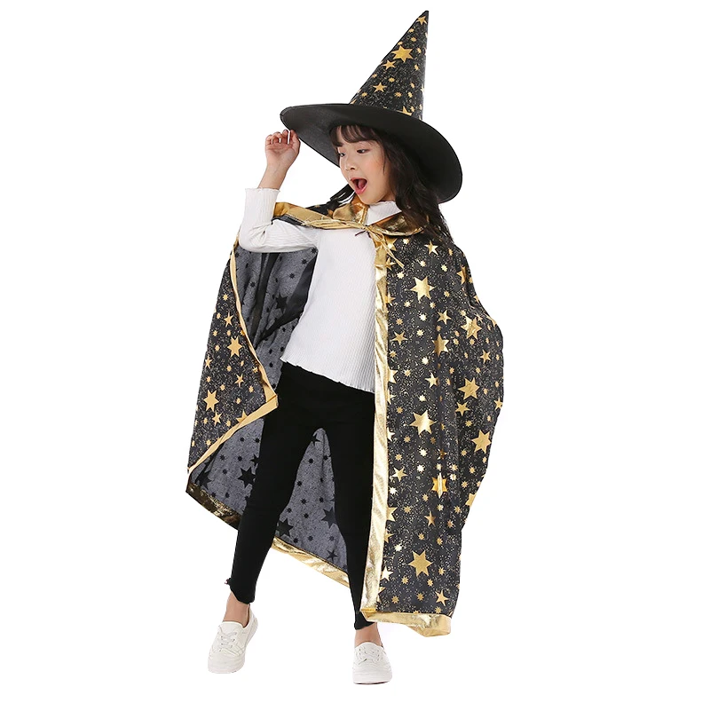 Halloween Christmas Witch Wizard Cloak with Hat Cosplay Set Costumes Party Clothes for Kids Children Girls Boys IK88 |