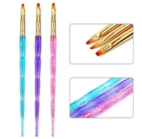 3pcsset nail art acrylic uv gel extension builder painting brush crystal handle petal flower drawing pen manicure tool t0462
