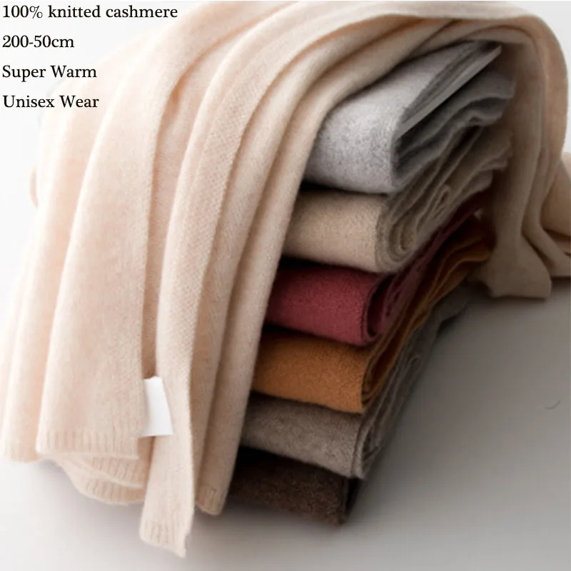 Новый 100% чистый кашемир шарф женский вязаный зима осень длинный теплый шерстяной