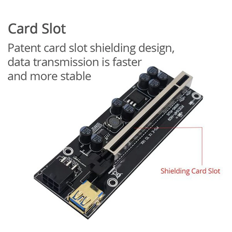 

6Pcs 009S PLUS USB 3.0 PCI-E Riser VER009 Express 1X 4X 8X 16X Extender Pcie Riser Adapter Card SATA 15Pin to 6 Pin