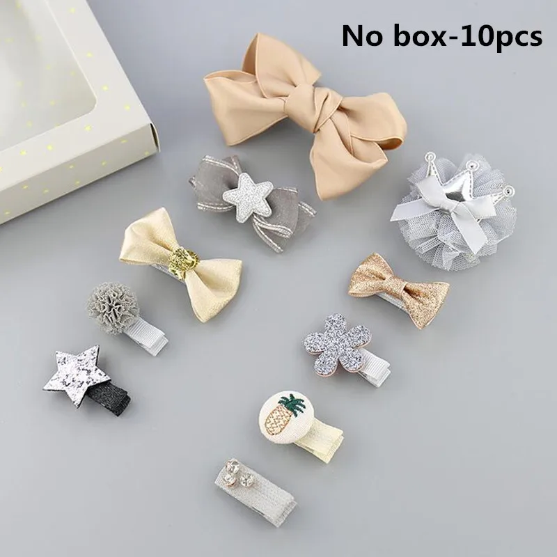 10 шт./компл. Детские аксессуары для волос девочек заколки с бантиком корона
