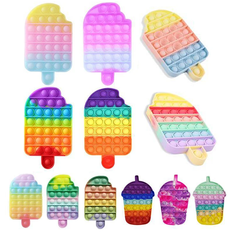 

Funny Silicone Glitter Drink Cup Pattern Push Bubble Sensory Toy Hot Antistress Relaxing Fidget Autism Toys for Kids
