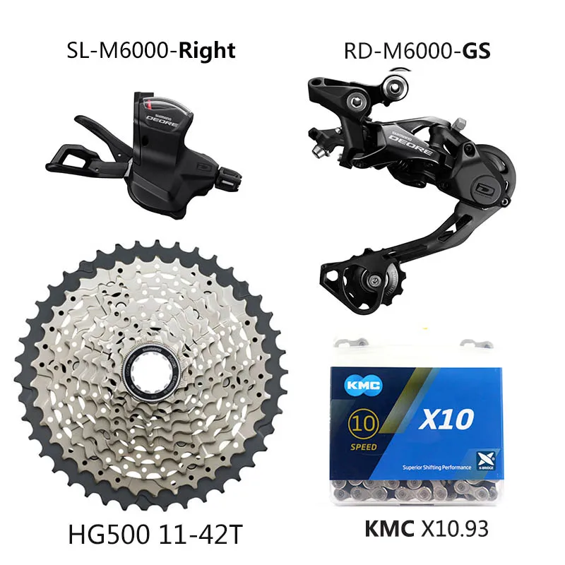 SHIMANO DEORE M6000 10 скоростной комплект для горного велосипеда MTB 1x10-speed 11-42T M6000 задний переключатель рычага переключения передач - Цвет: M6000 GS KMCX10.93