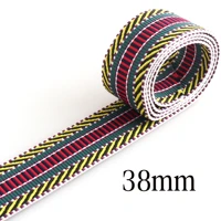 38mm green yellow webbing nylon webbing cotton webbing ribbon pattern ribbon woven belt woven bag straps by the yard 1 5 inch