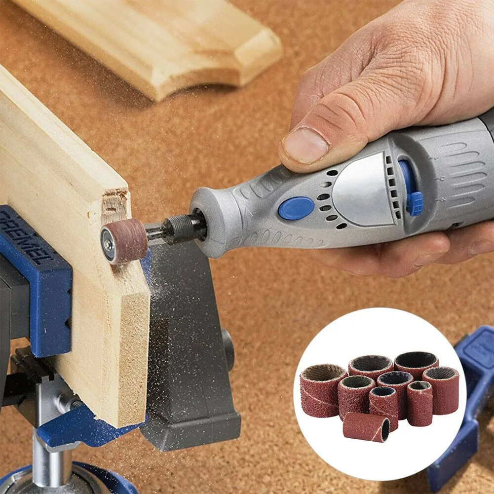 

384pcs Sanding Bands Drum Sleeve Grit Mandrel Rotary Tool Kit Accessories 80-600 Grit Home Improvement Artwork Polishing