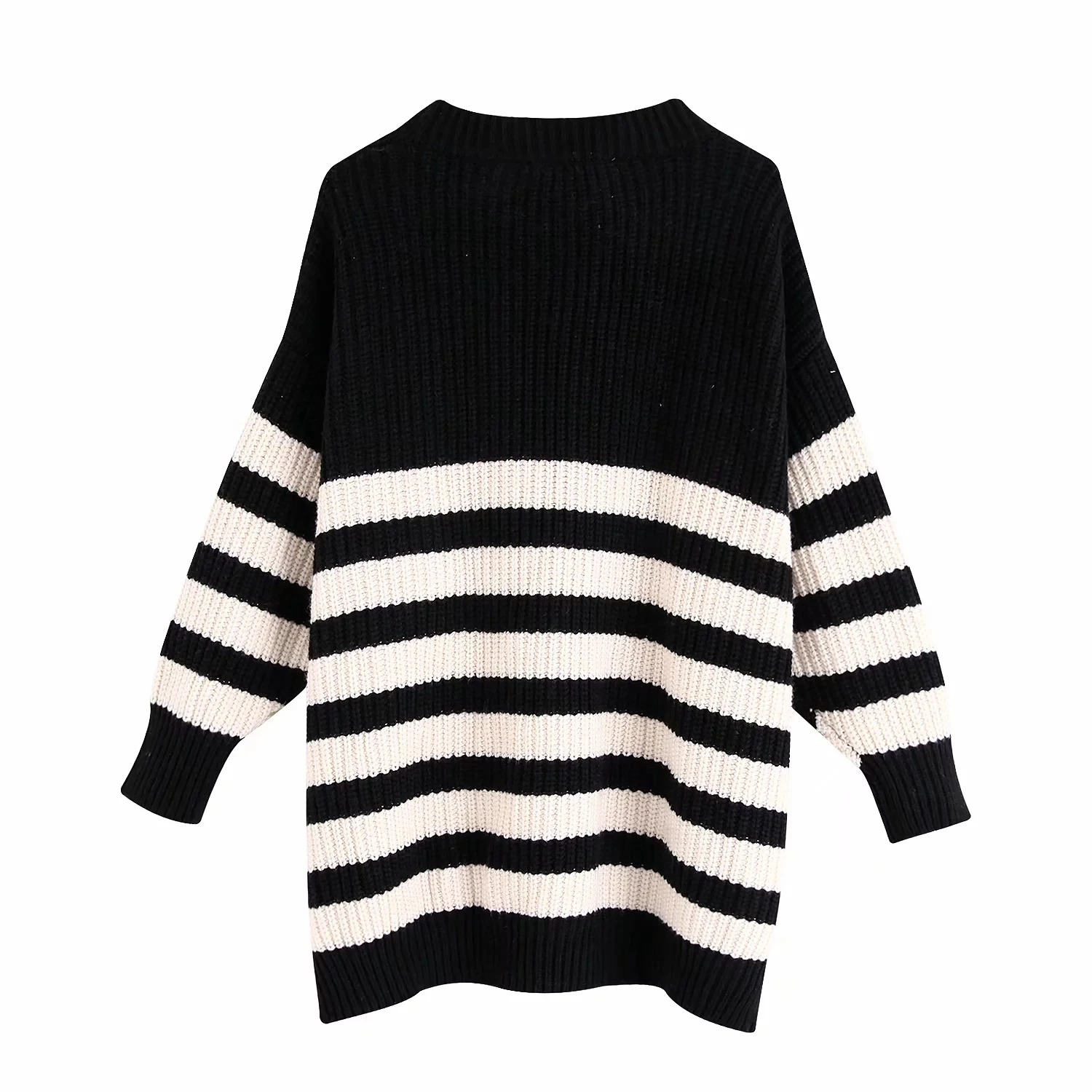 autumn long sleeve knitted Sweater women black white loose stripe winter Pullovers Casual Knitwear casual Clothing 2019 | Женская одежда