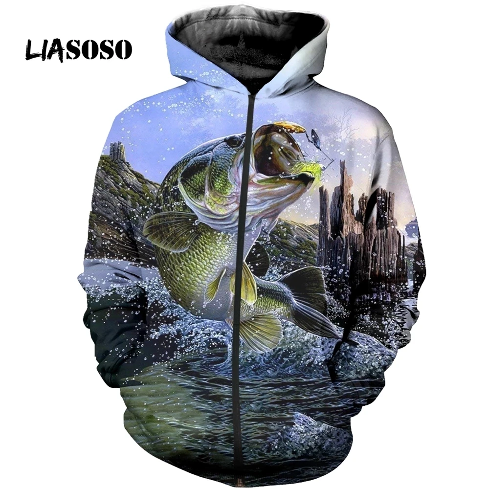 

LIASOSO Carp Fishing Clothing 3D Printing Men's Top Outdoor Hunter Hoodie Fashion Women Autumn Sweatshirt Pullover Zipper Shirt