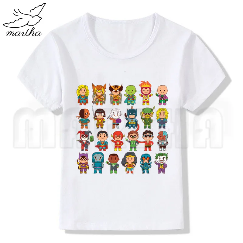 Маленькие супергерои Летний стиль Забавные милые топы для девочек модная