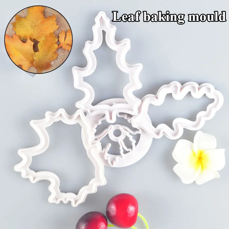 

Creative 4pcs Leaf Leaves Jungle Biscuit Cookie Cutter Fondant Cake Decorating Mold DIY Cookie Mold Baking Tools For Kitchen