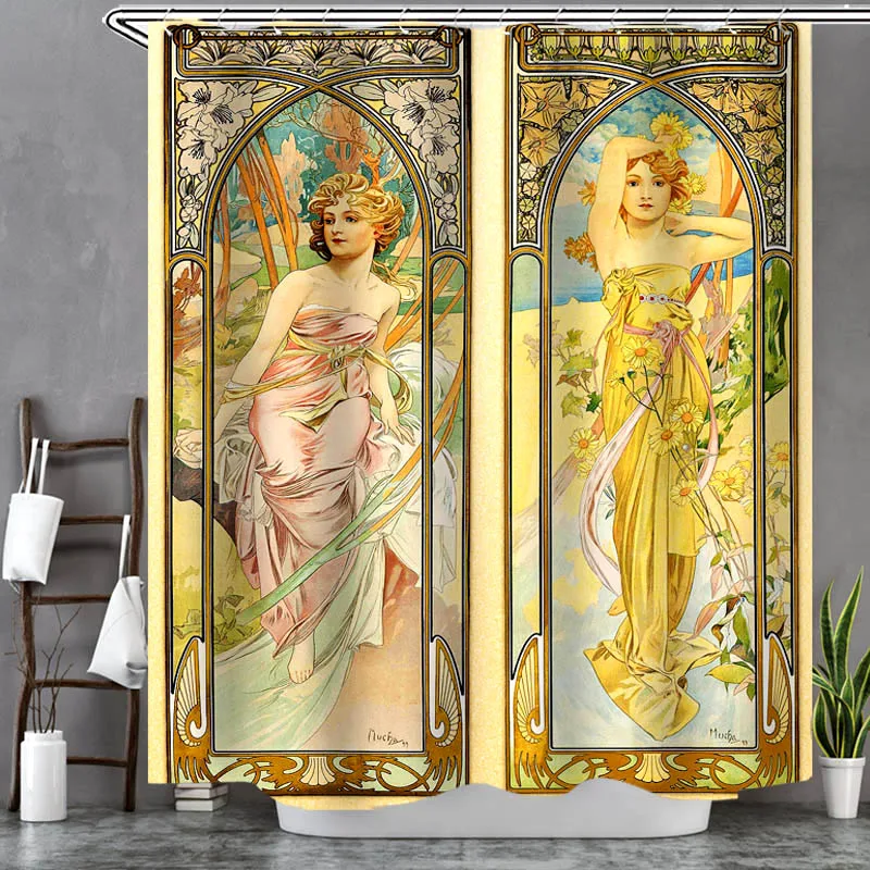 

Женская Красивая привлекательная занавеска для душа с иллюстрациями, водонепроницаемый подвесной комплект аксессуаров для ванной комнаты...